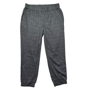 Eddie Bauer Joggers Womens XS Gray Capri Elastic Waist Stretch Geometric Outdoor